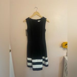 Black Calvin Klein Dress with White Stripes